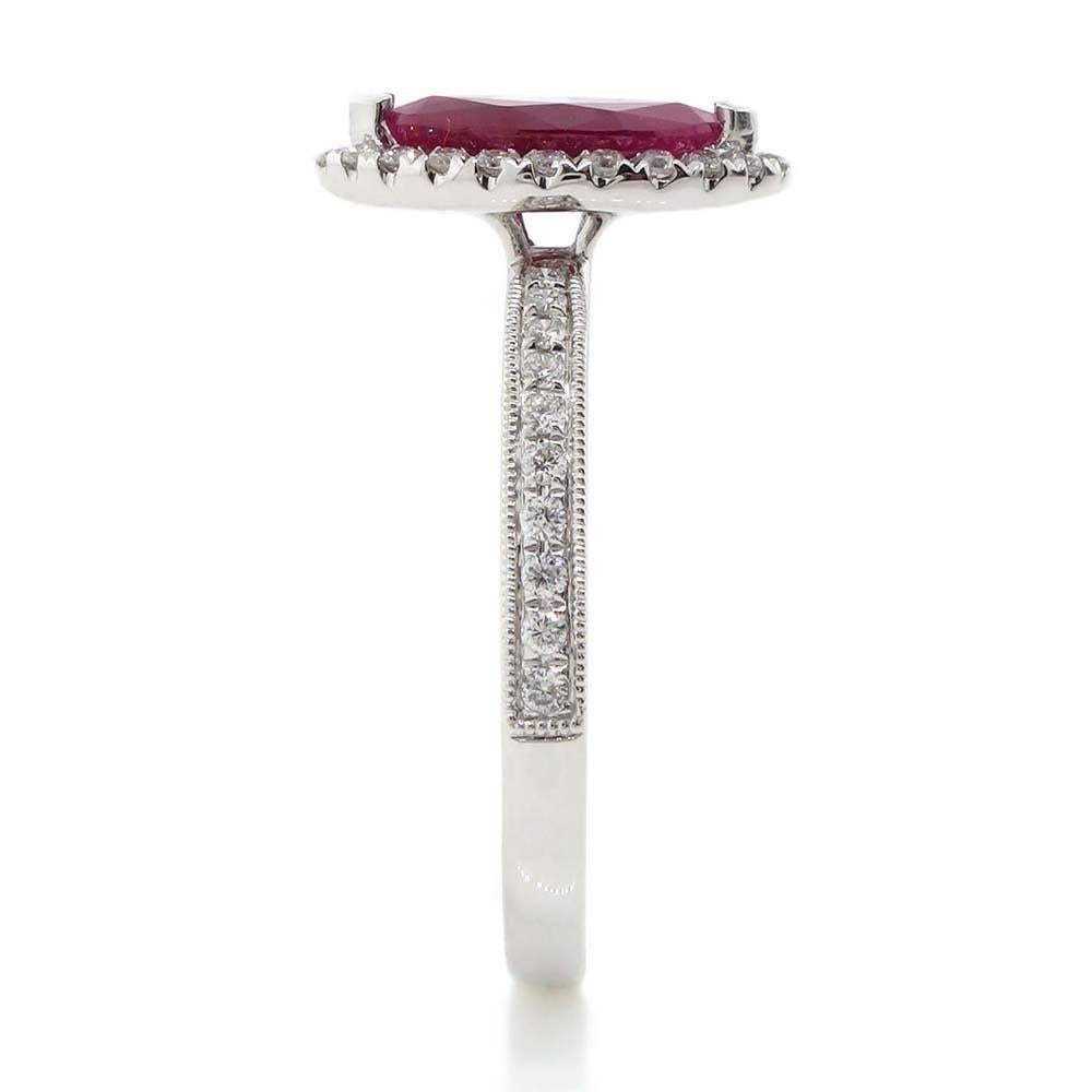 Marquise Cut Ruby Ring in 18k White Gold For Sale