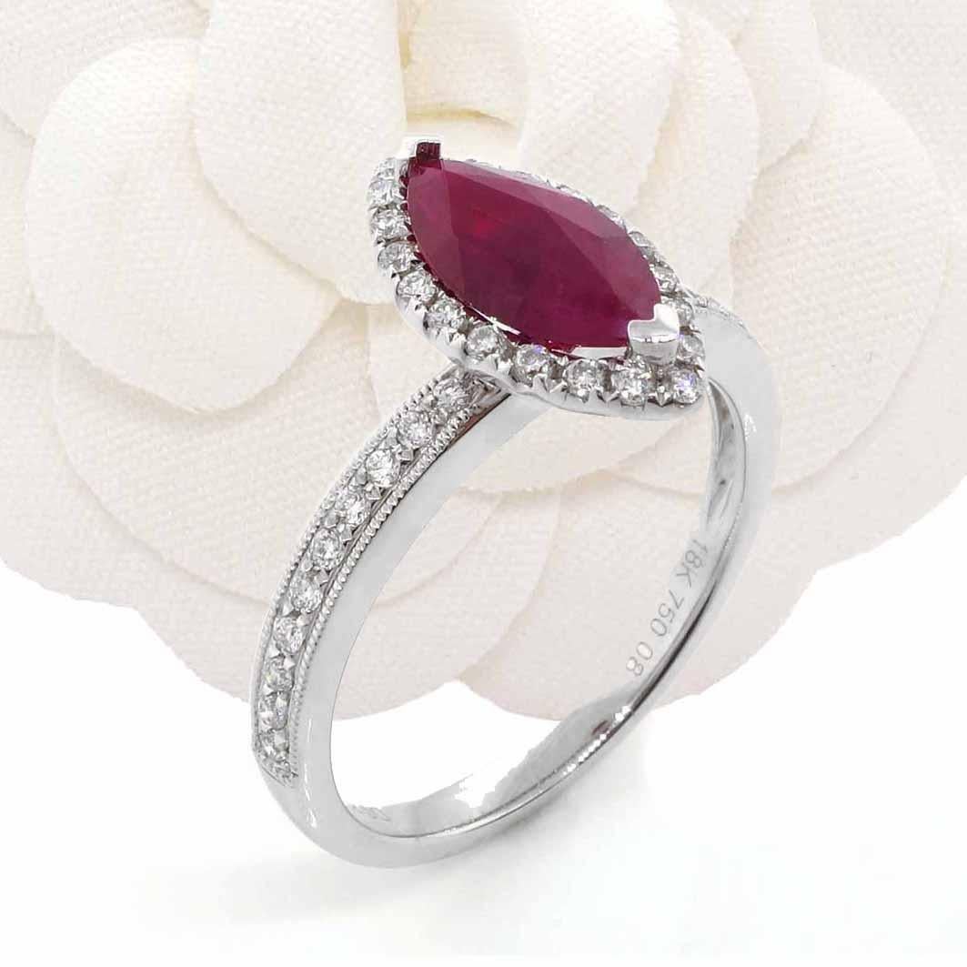 Ruby Ring in 18k White Gold In New Condition For Sale In Houston, TX