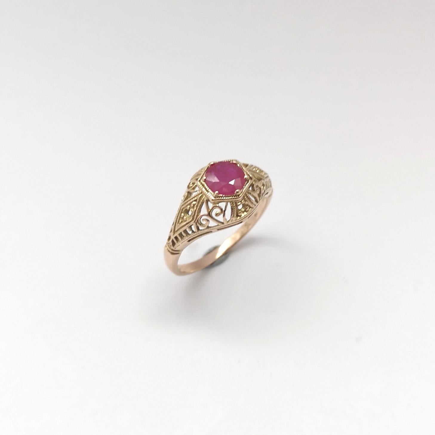 Rubin-Ring in 14K Goldfassungen gefasst im Angebot 4