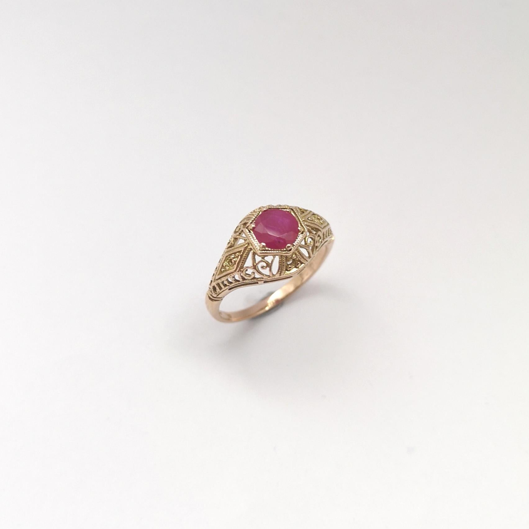 Rubin-Ring in 14K Goldfassungen gefasst im Angebot 6