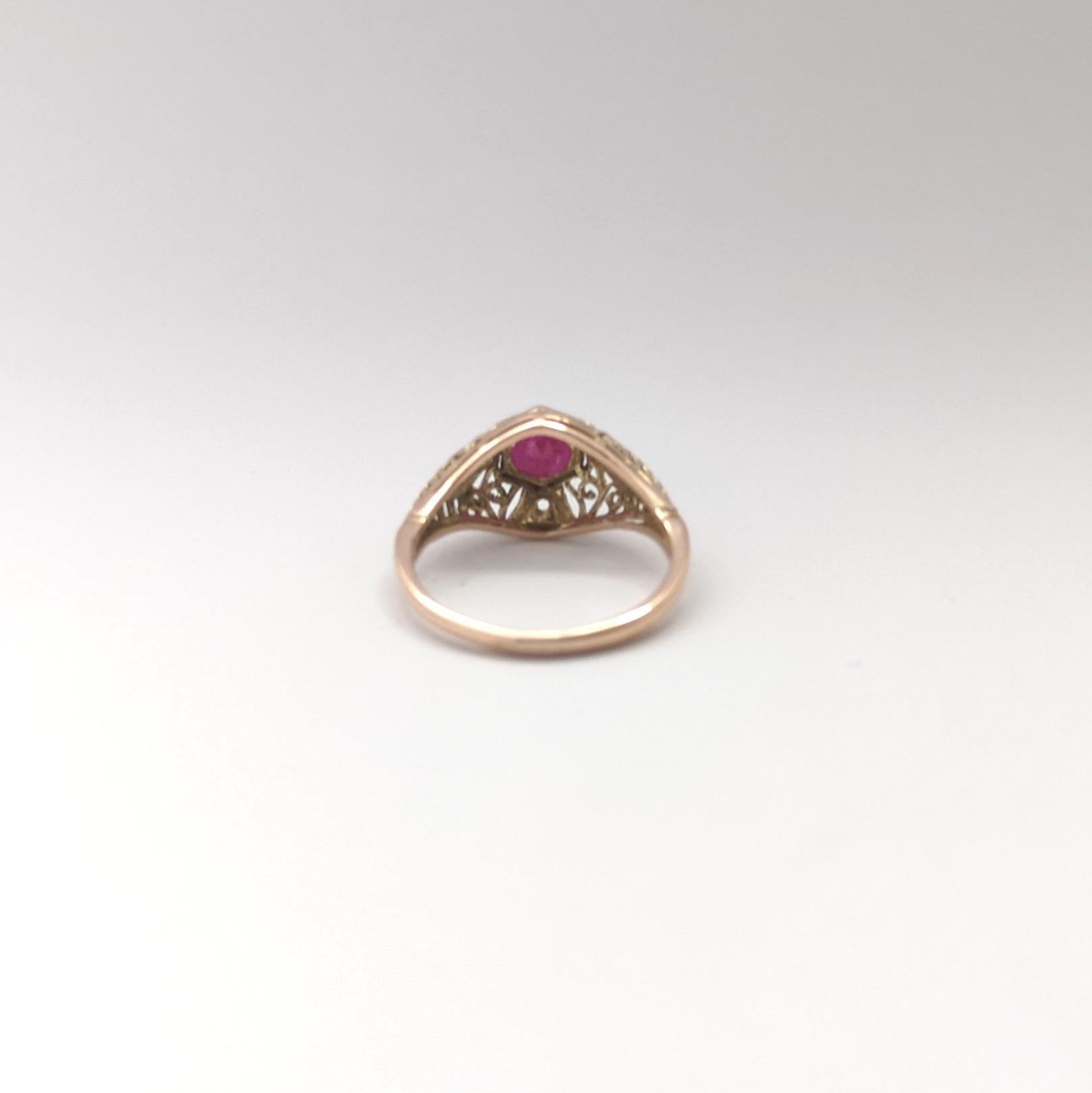 Rubin-Ring in 14K Goldfassungen gefasst im Angebot 7