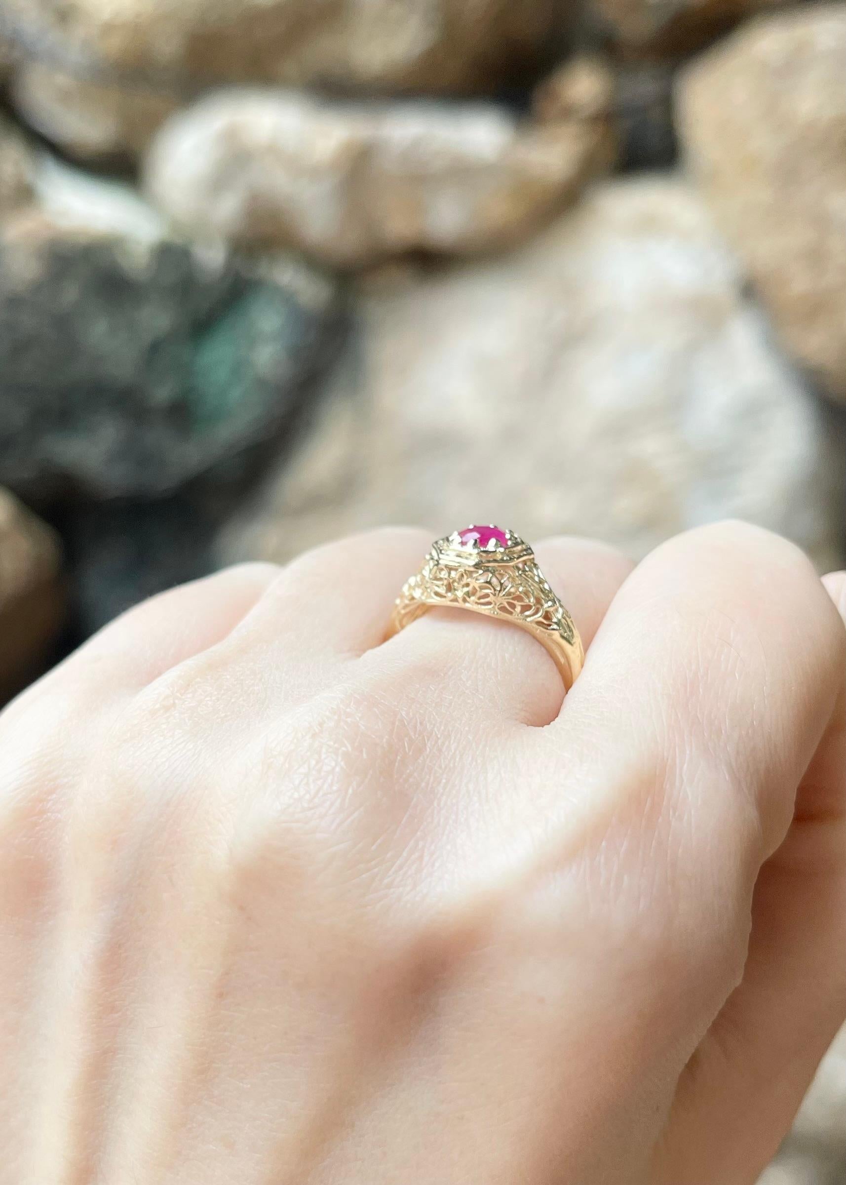 da uomo o donna Anello con rubino incastonato in oro 14K in vendita