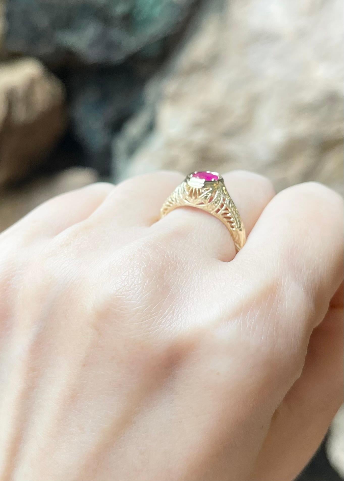 Rubin-Ring in 14K Goldfassungen gefasst für Damen oder Herren im Angebot