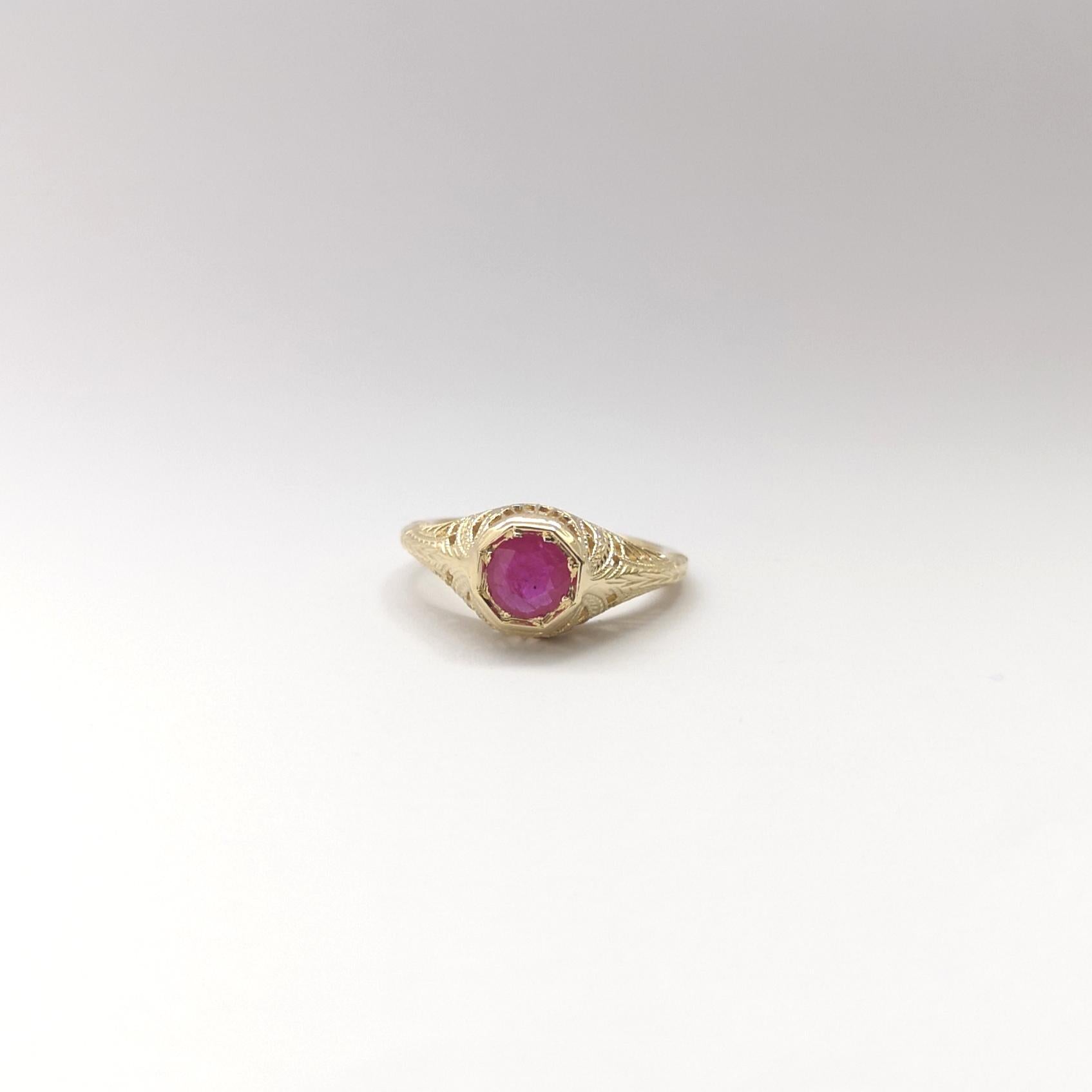Rubin-Ring in 14K Goldfassungen gefasst im Angebot 1