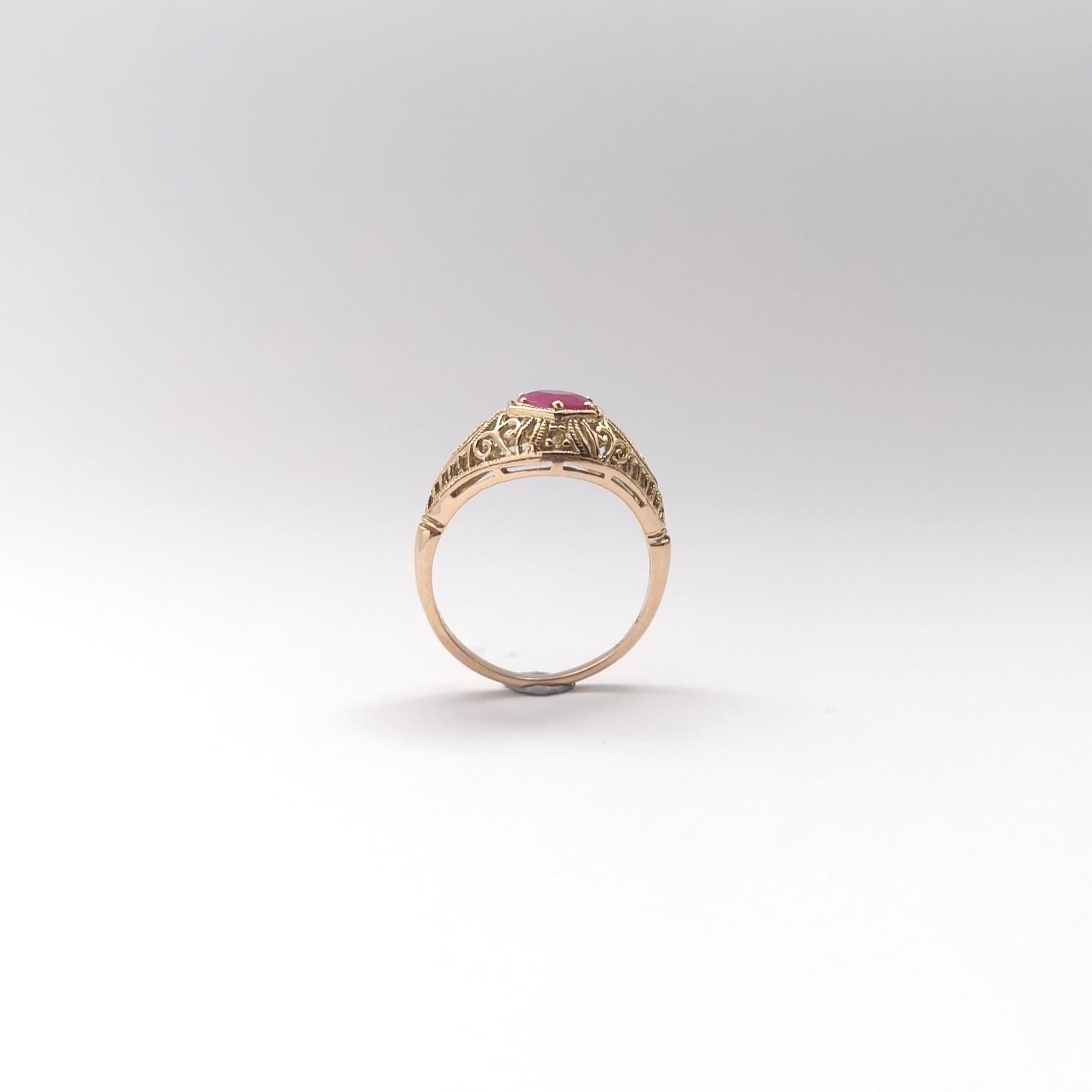 Rubin-Ring in 14K Goldfassungen gefasst im Angebot 2