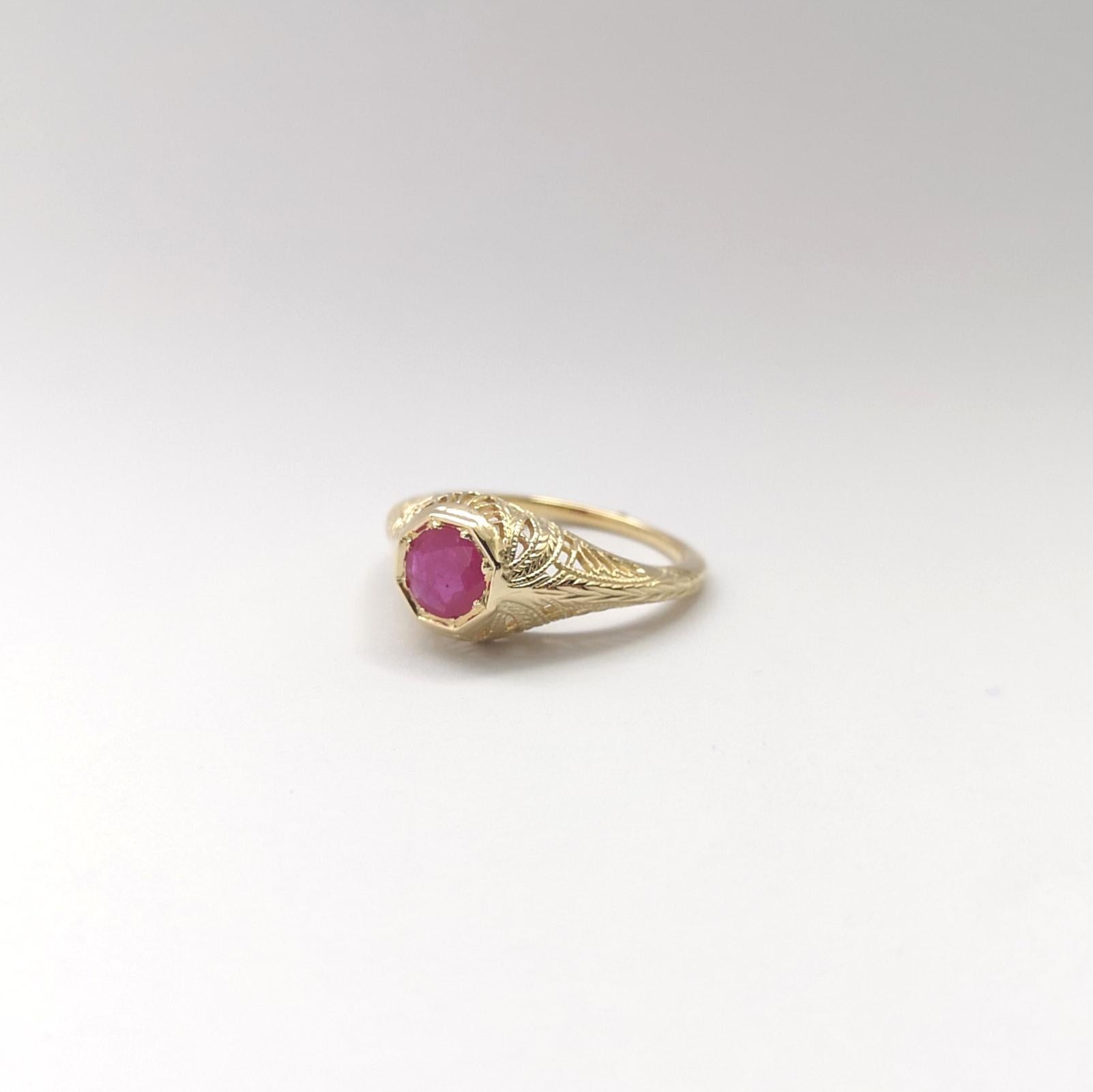 Rubin-Ring in 14K Goldfassungen gefasst im Angebot 3