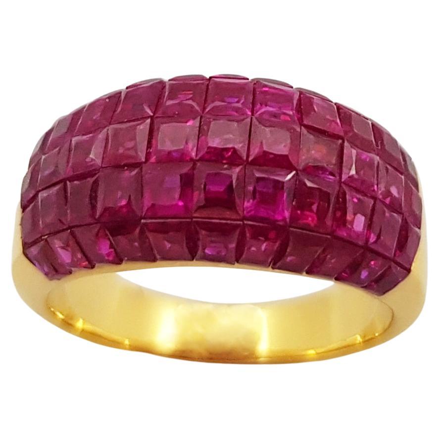 Ruby Ring Set in 18 Karat Gold Settings For Sale