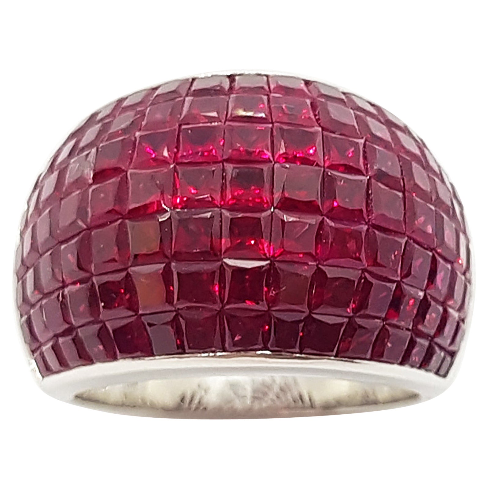 Ruby Ring Set in 18 Karat White Gold Settings