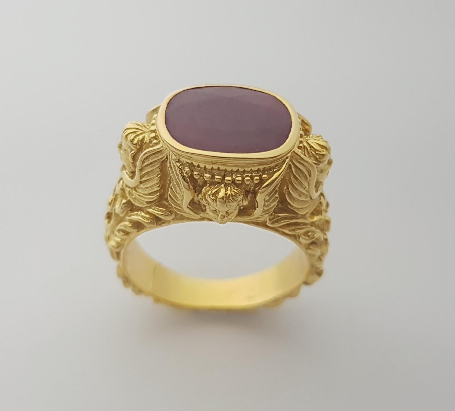 Anello con rubino incastonato in oro 18 carati in vendita 7