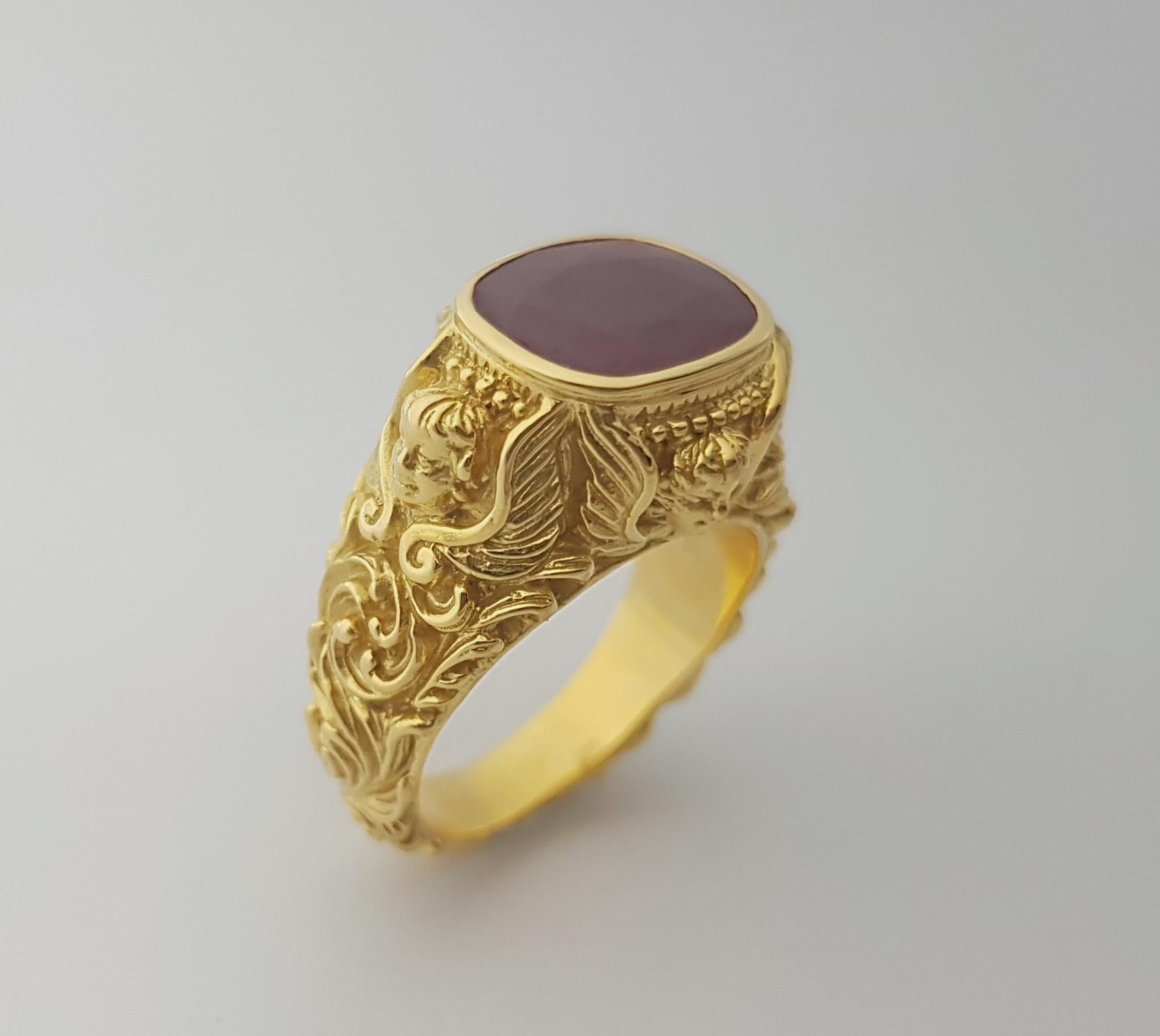 Anello con rubino incastonato in oro 18 carati in vendita 8