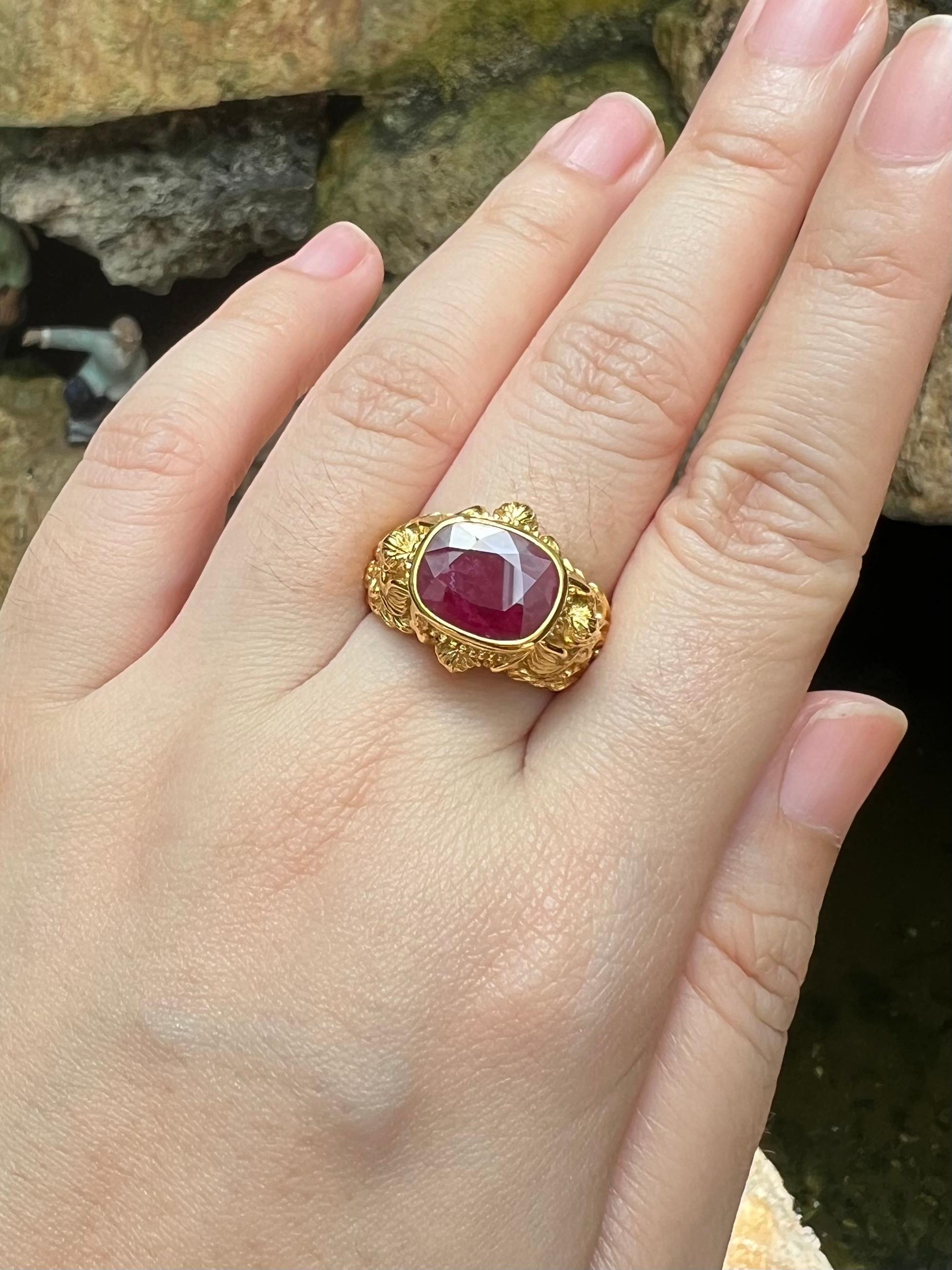 da uomo o donna Anello con rubino incastonato in oro 18 carati in vendita