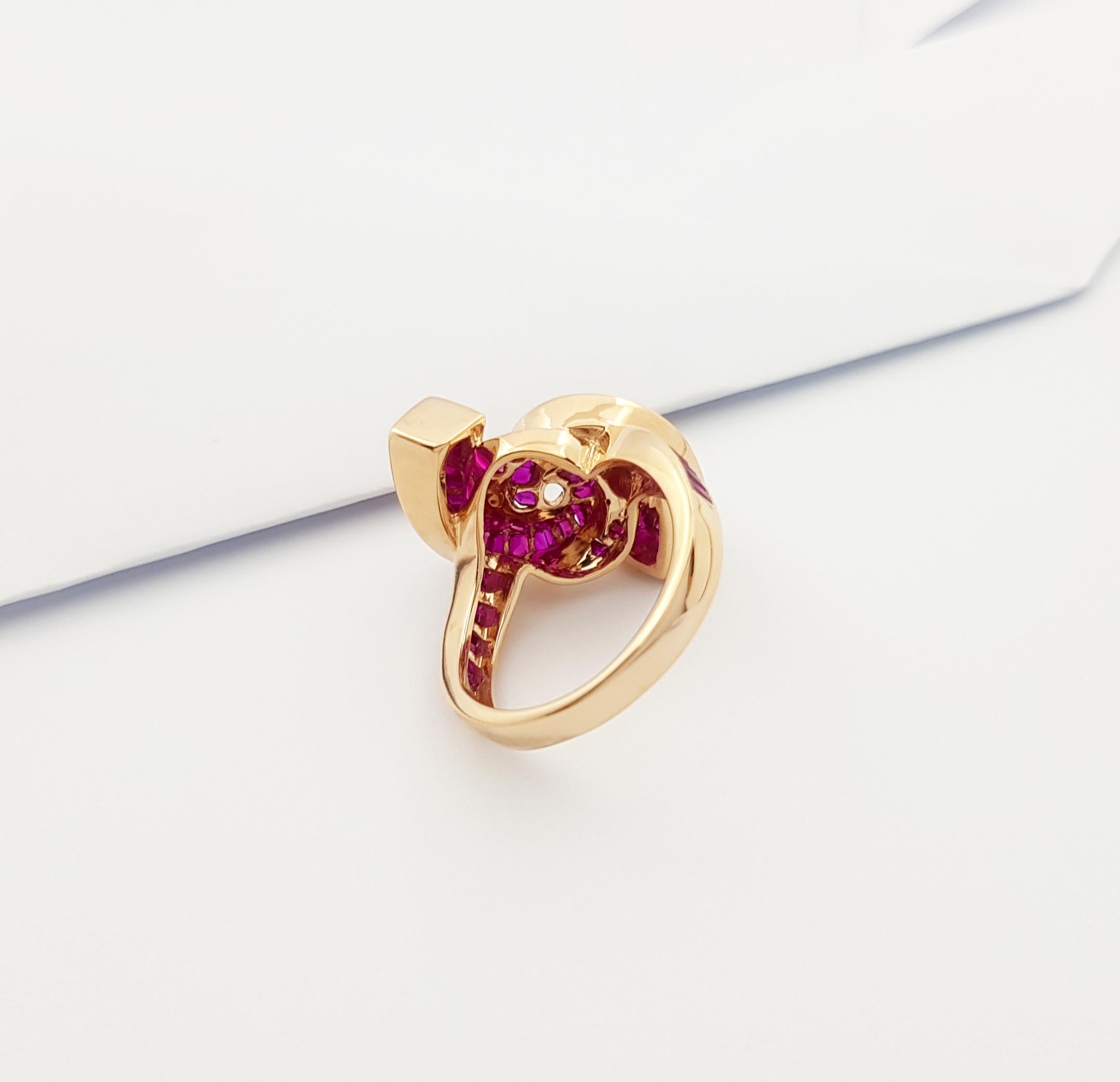 Ruby Ring Set in 18k Rose Gold Settings For Sale 5