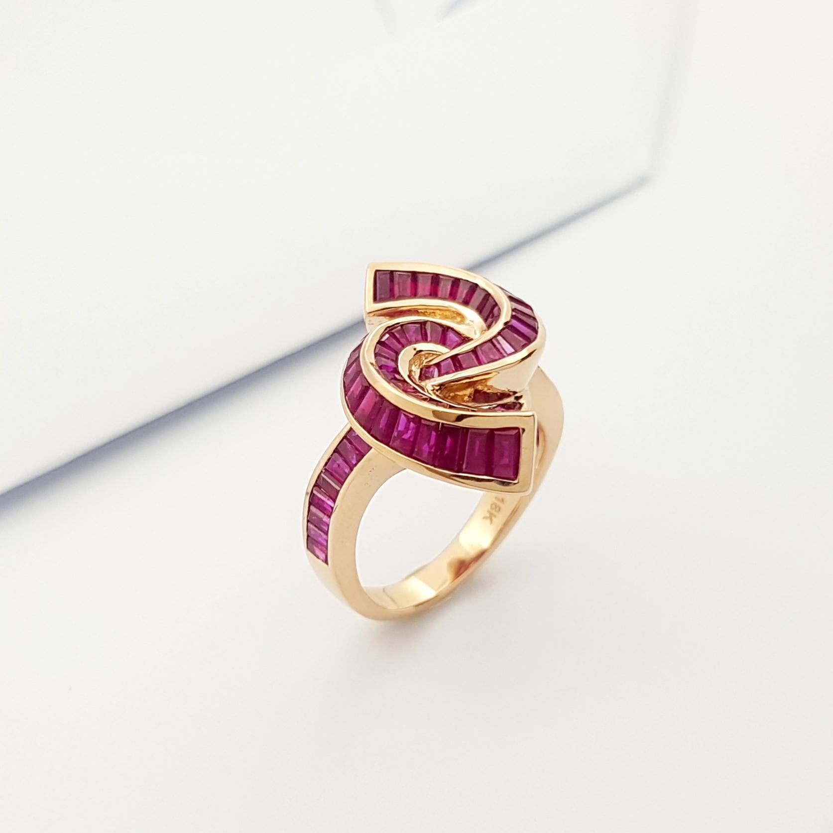 Ruby Ring Set in 18k Rose Gold Settings For Sale 2