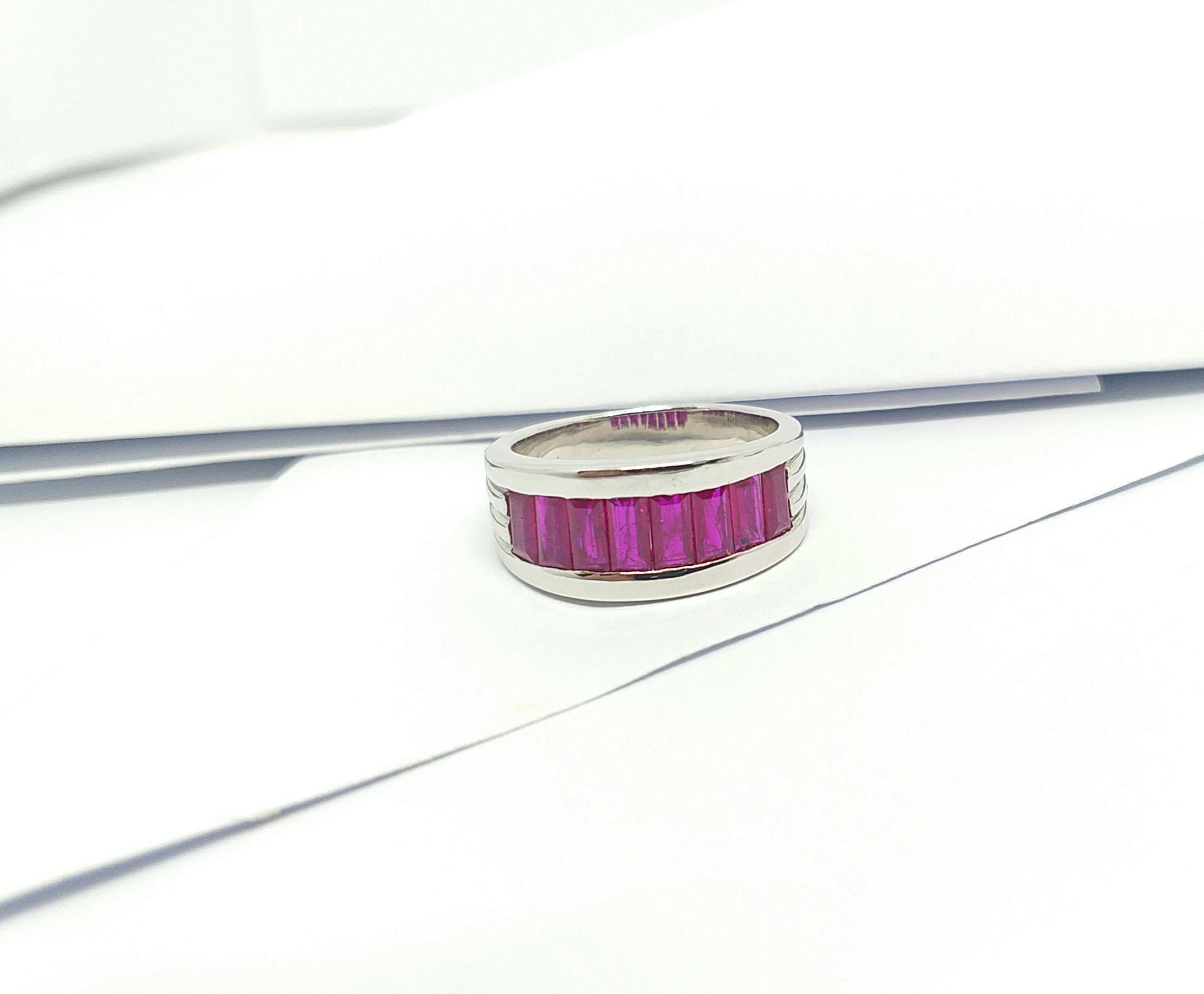 Ruby Ring set in Silver Settings For Sale 2