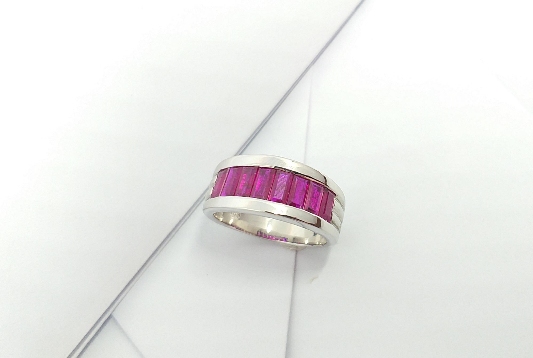 Ruby Ring set in Silver Settings For Sale 3