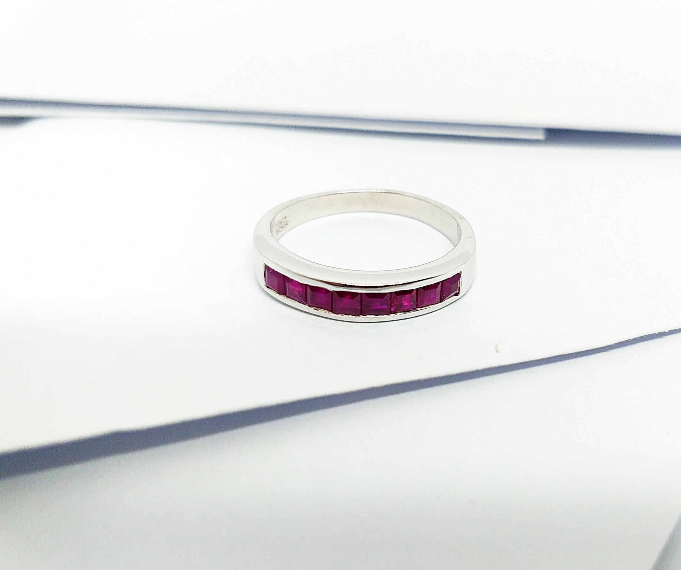 Ruby Ring set in Silver Settings For Sale 8