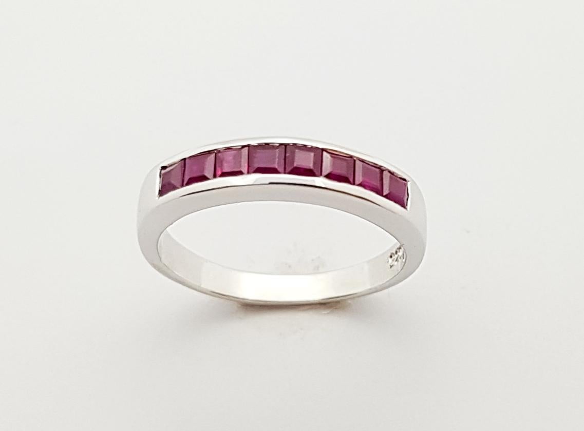 Ruby Ring set in Silver Settings For Sale 9