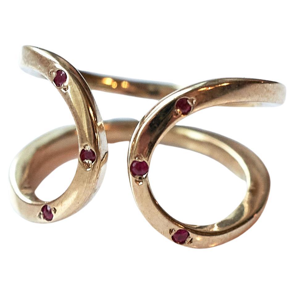 Contemporary Ruby Ring Simple Band Cocktail Eternity Bronze J Dauphin For Sale