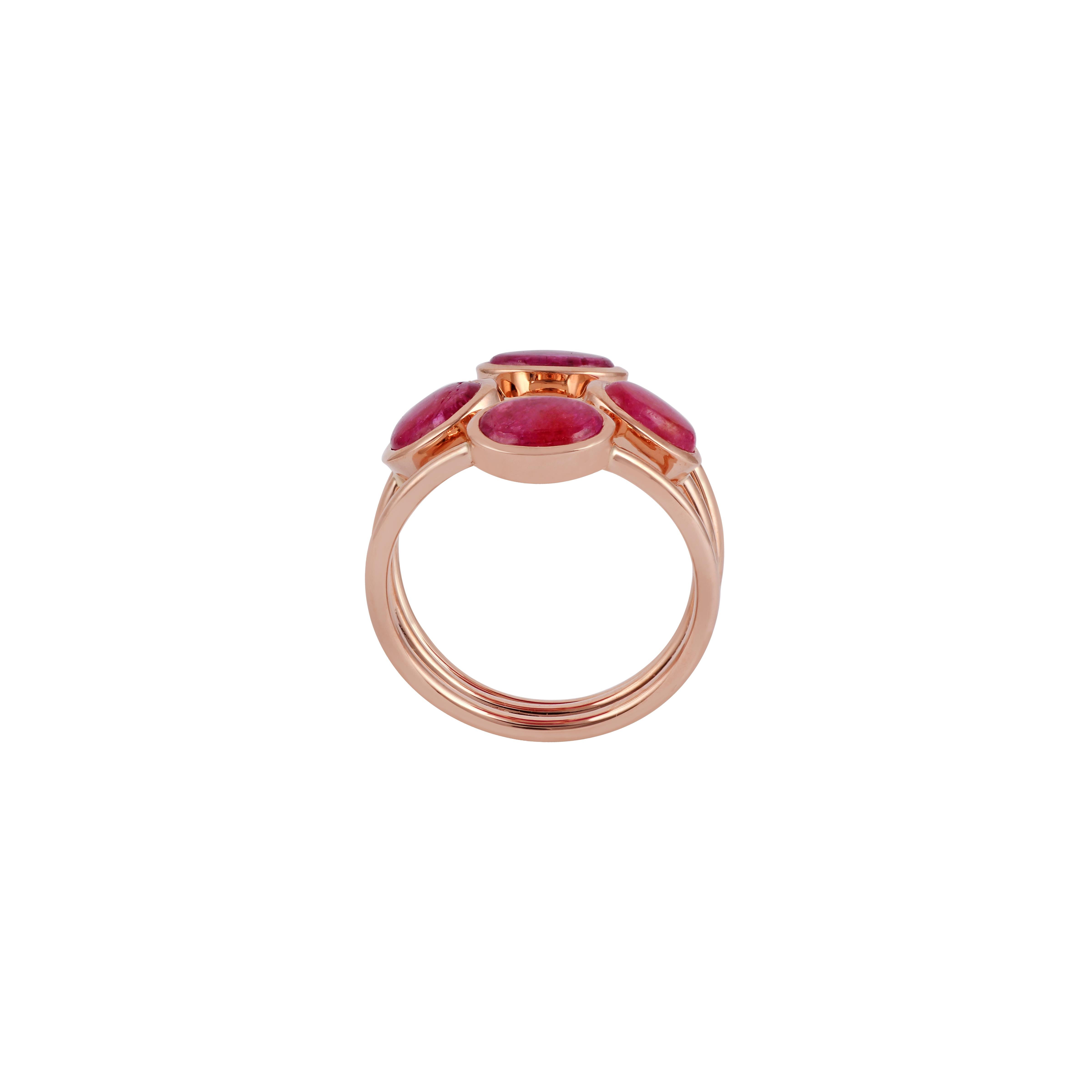 Contemporary Ruby Ring Studded in 18K Rose Gold