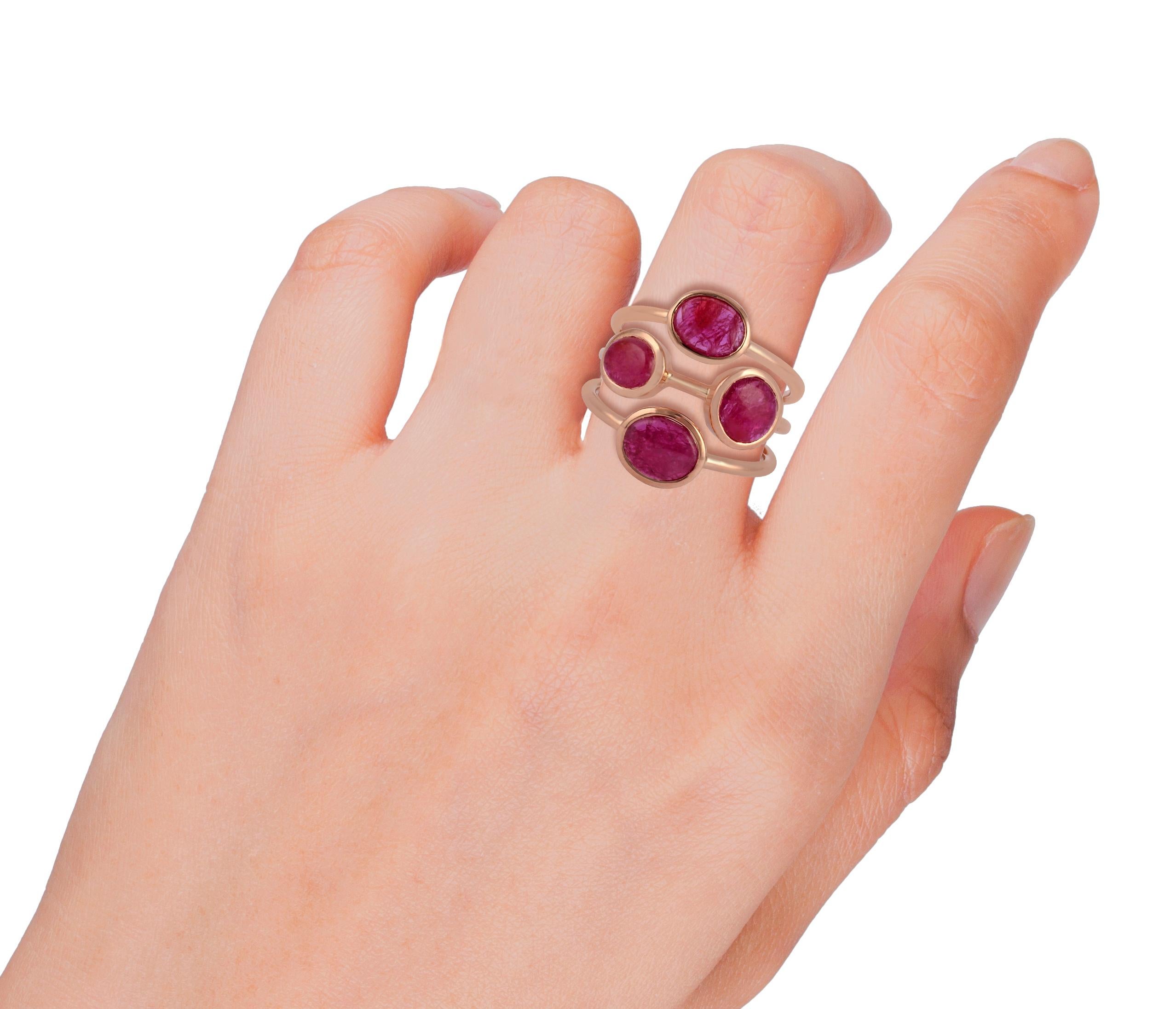 Ruby Ring Studded in 18K Rose Gold In New Condition In Jaipur, Rajasthan
