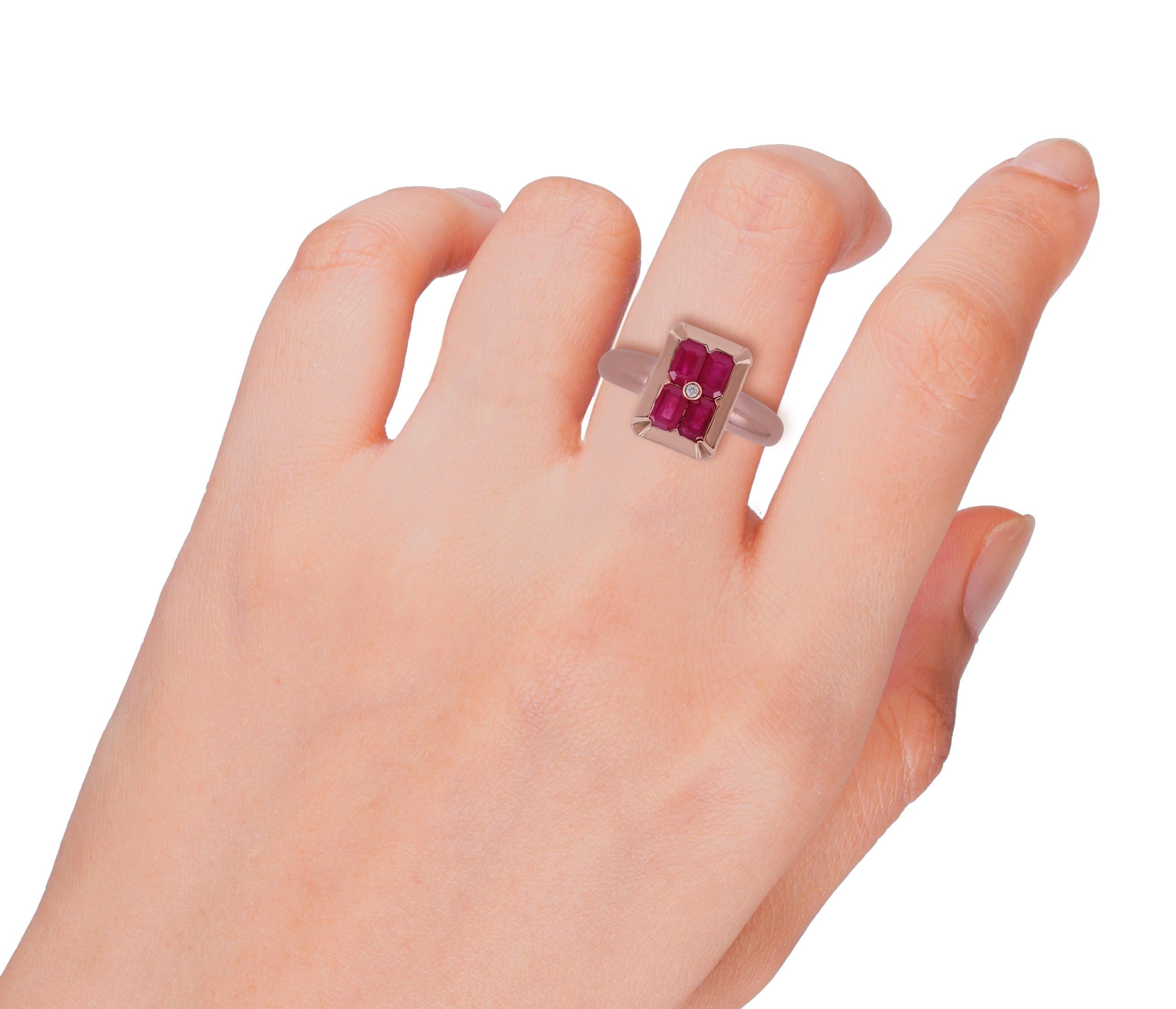 Ruby Ring Studded in 18k Rose Gold In New Condition For Sale In Jaipur, Rajasthan