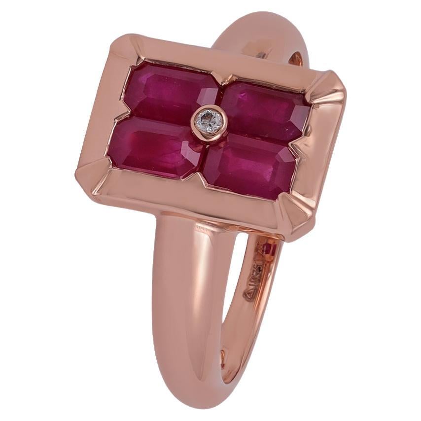 Ruby Ring Studded in 18k Rose Gold For Sale