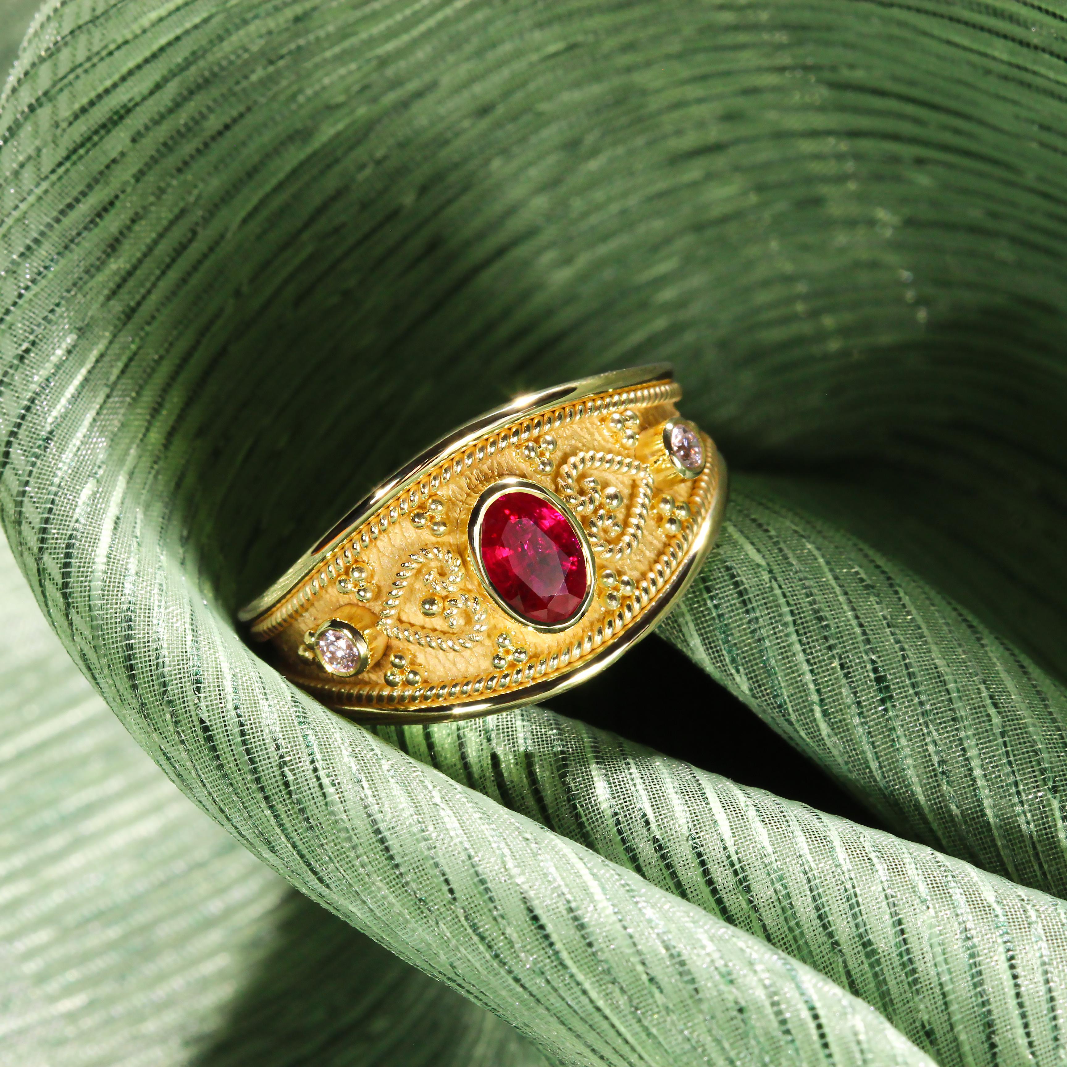 Ruby Ring with Brilliance and Hearts In New Condition For Sale In Athens, GR