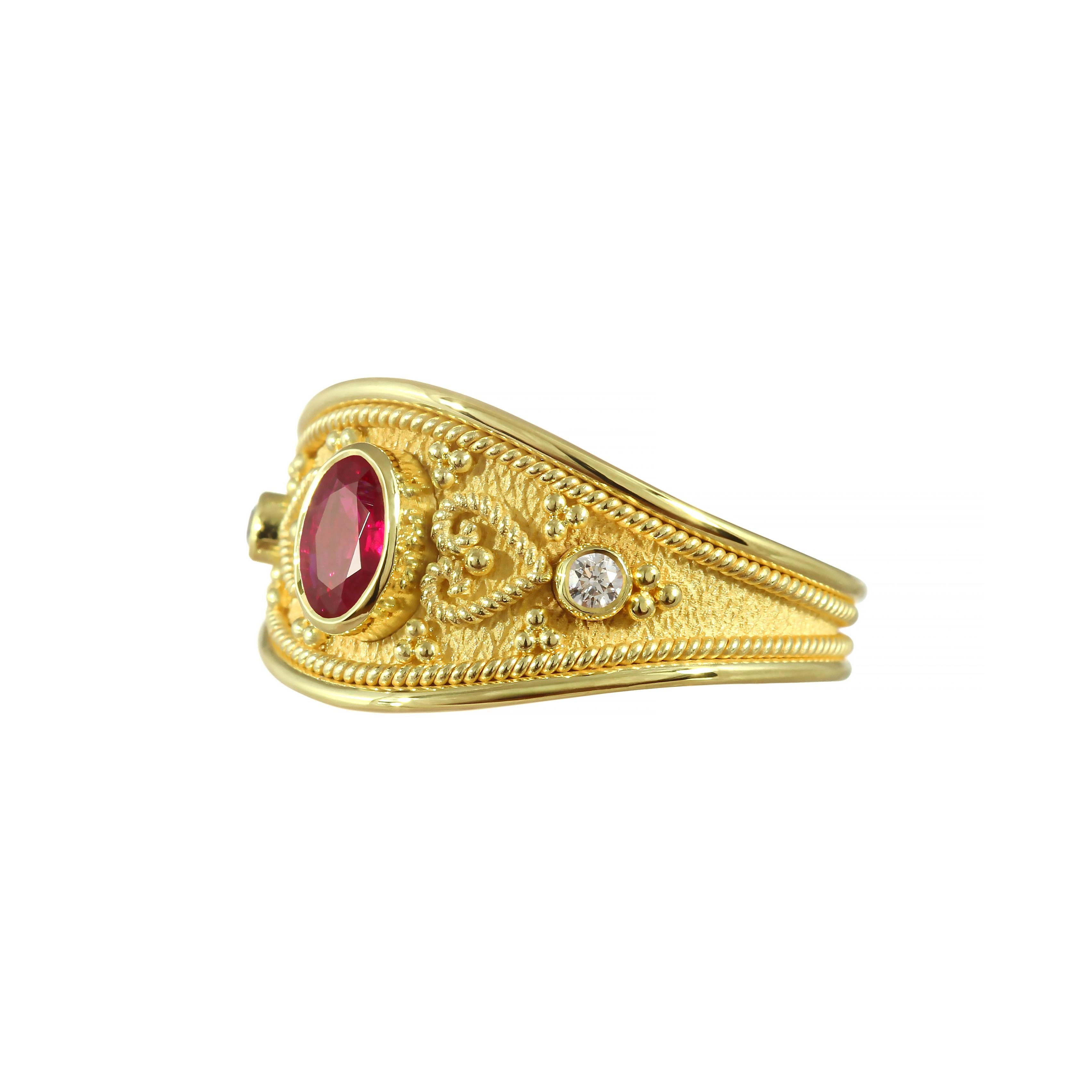 Ruby Ring with Brilliance and Hearts For Sale 1