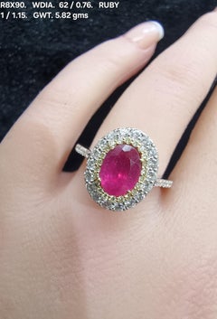 Ruby Ring with Diamond Double Halo