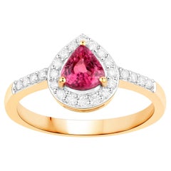 Ruby Ring With Diamonds 0.99 Carats 14K Yellow Gold
