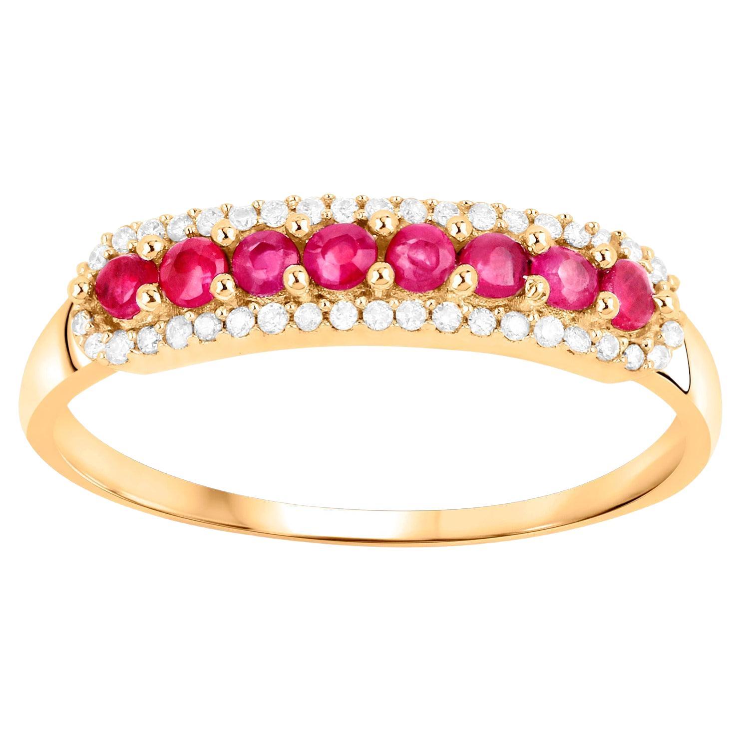 Ruby Ring With Diamonds 14K Yellow Gold