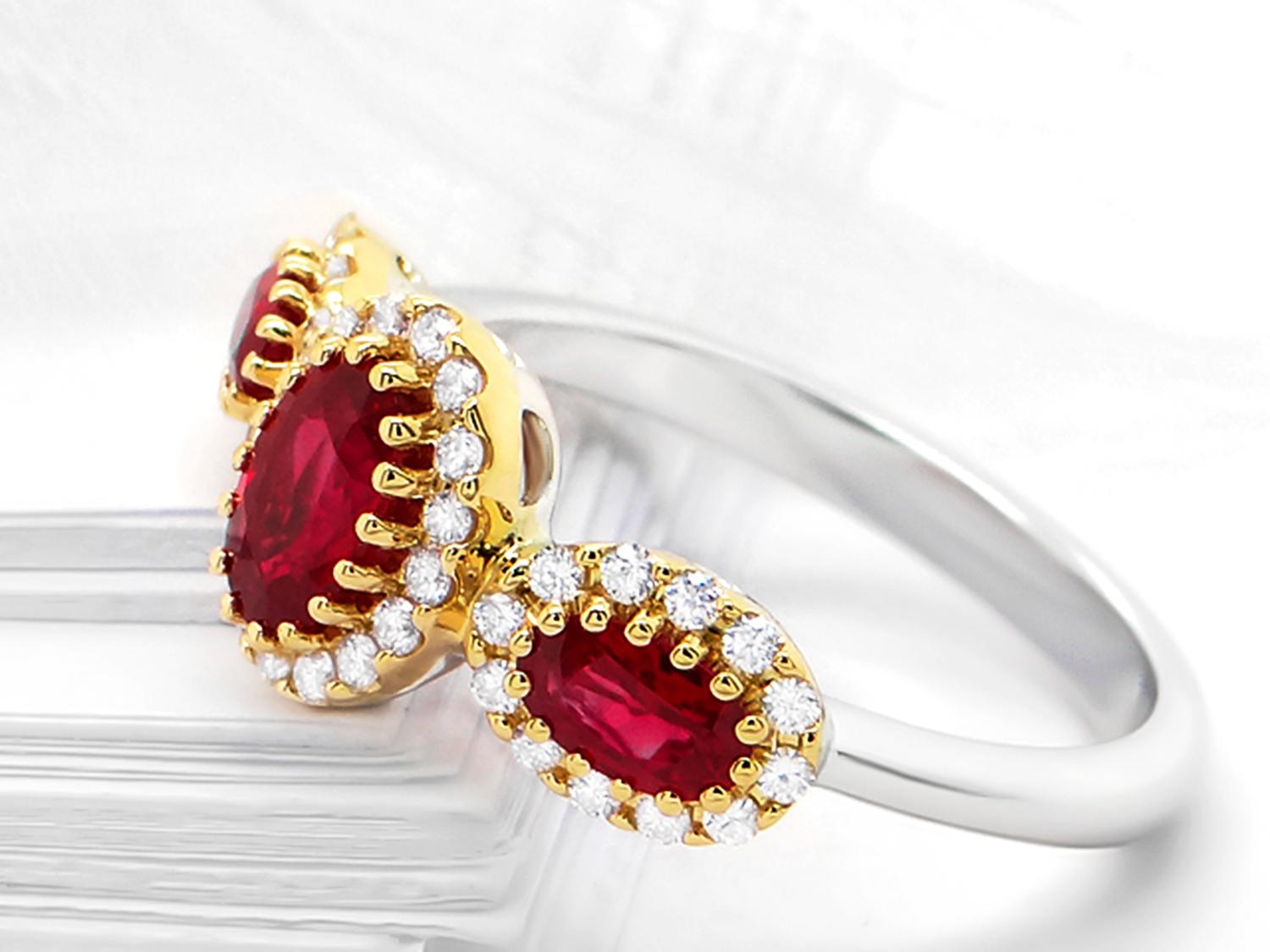 Women's Ruby Ring With Diamonds 1.60 Carats 18K Gold For Sale
