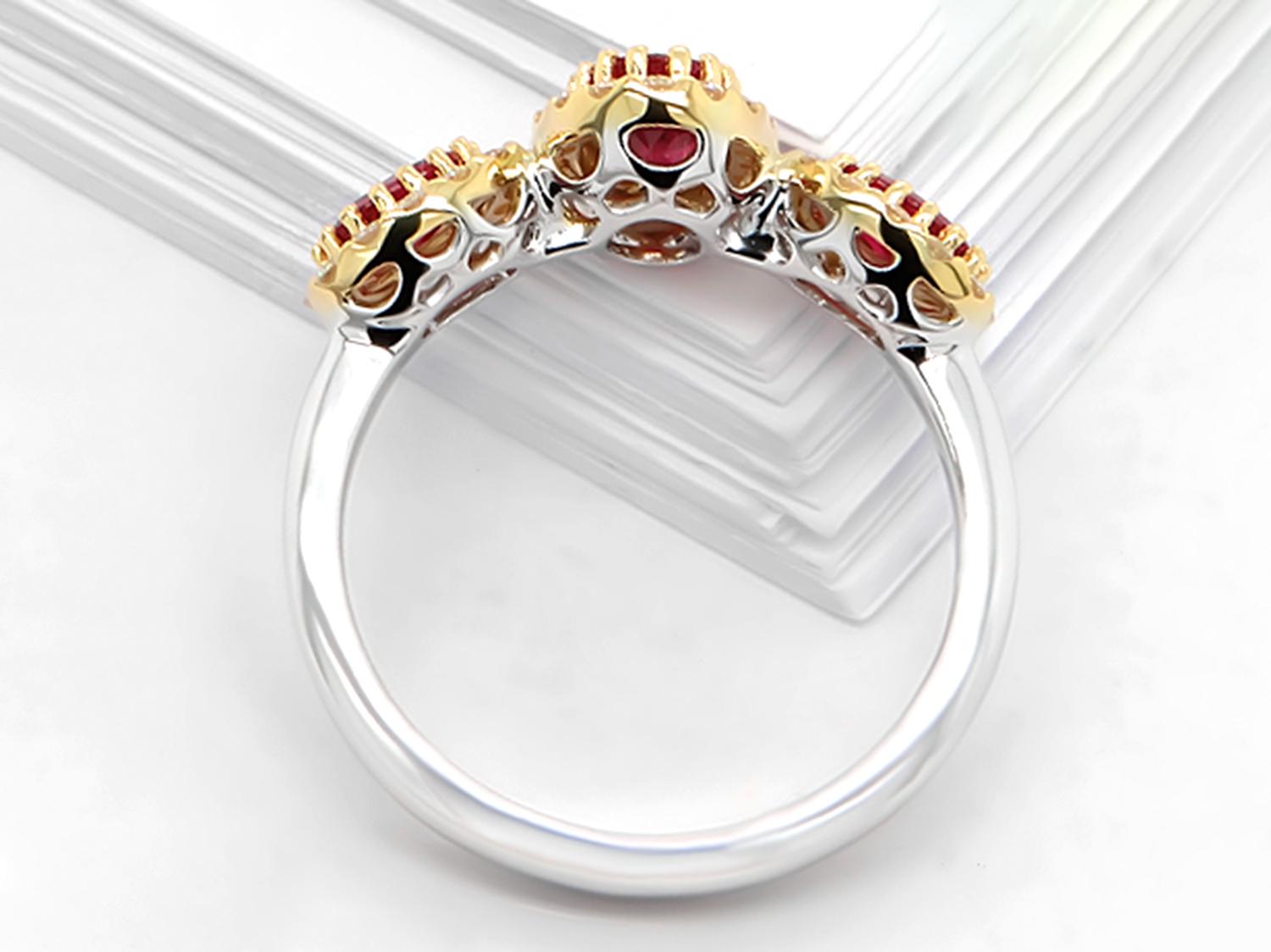 Ruby Ring With Diamonds 1.60 Carats 18K Gold For Sale 1