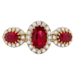 Ruby Ring With Diamonds 1.60 Carats 18K Gold