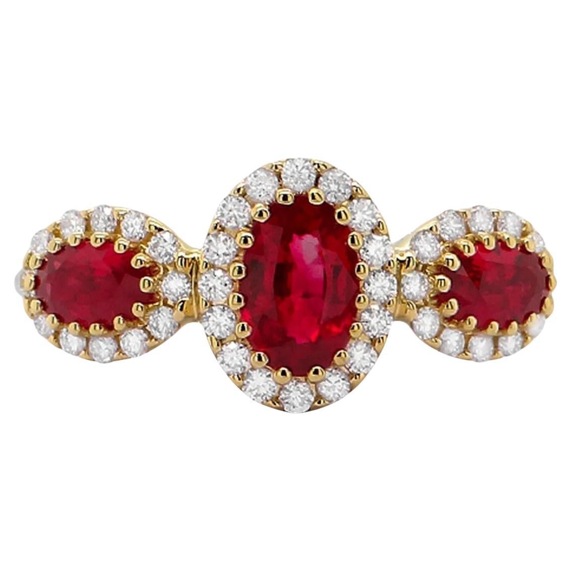 Ruby Ring With Diamonds 1.60 Carats 18K Gold