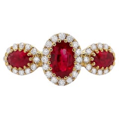 Ruby Ring With Diamonds 1.60 Carats 18K Gold