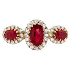 Anillo Rubí Con Diamantes 1,60 Quilates Oro 18K