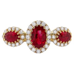Anillo Rubí Con Diamantes 1,60 Quilates Oro 18K