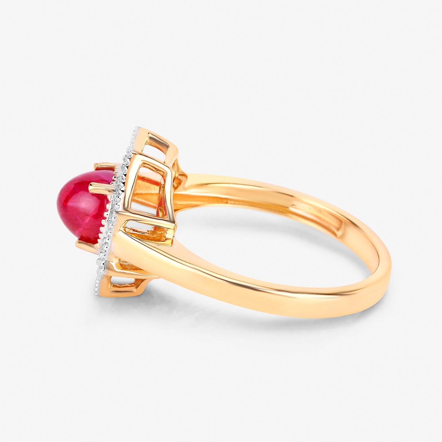 Anillo Rubí Con Diamantes 2,01 Quilates Oro Amarillo 14K en Nuevo estado para la venta en Aliso Viejo, CA