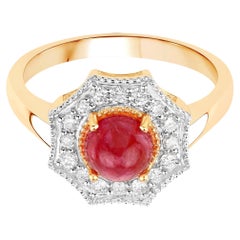Ruby Ring With Diamonds 2.01 Carats 14K Yellow Gold