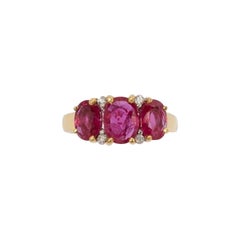 Ruby Ring with Diamonds, 750 Yellow Gold