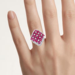 Anello con rubino e zircone bianco da 3.76 carati, argento sterling