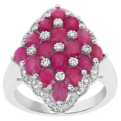 Anello con rubino e zircone bianco da 3.76 carati, argento sterling