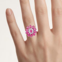 Anello con rubino e zircone bianco da 5,8 carati, argento sterling