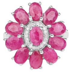 Anello con rubino e zircone bianco da 5,8 carati, argento sterling
