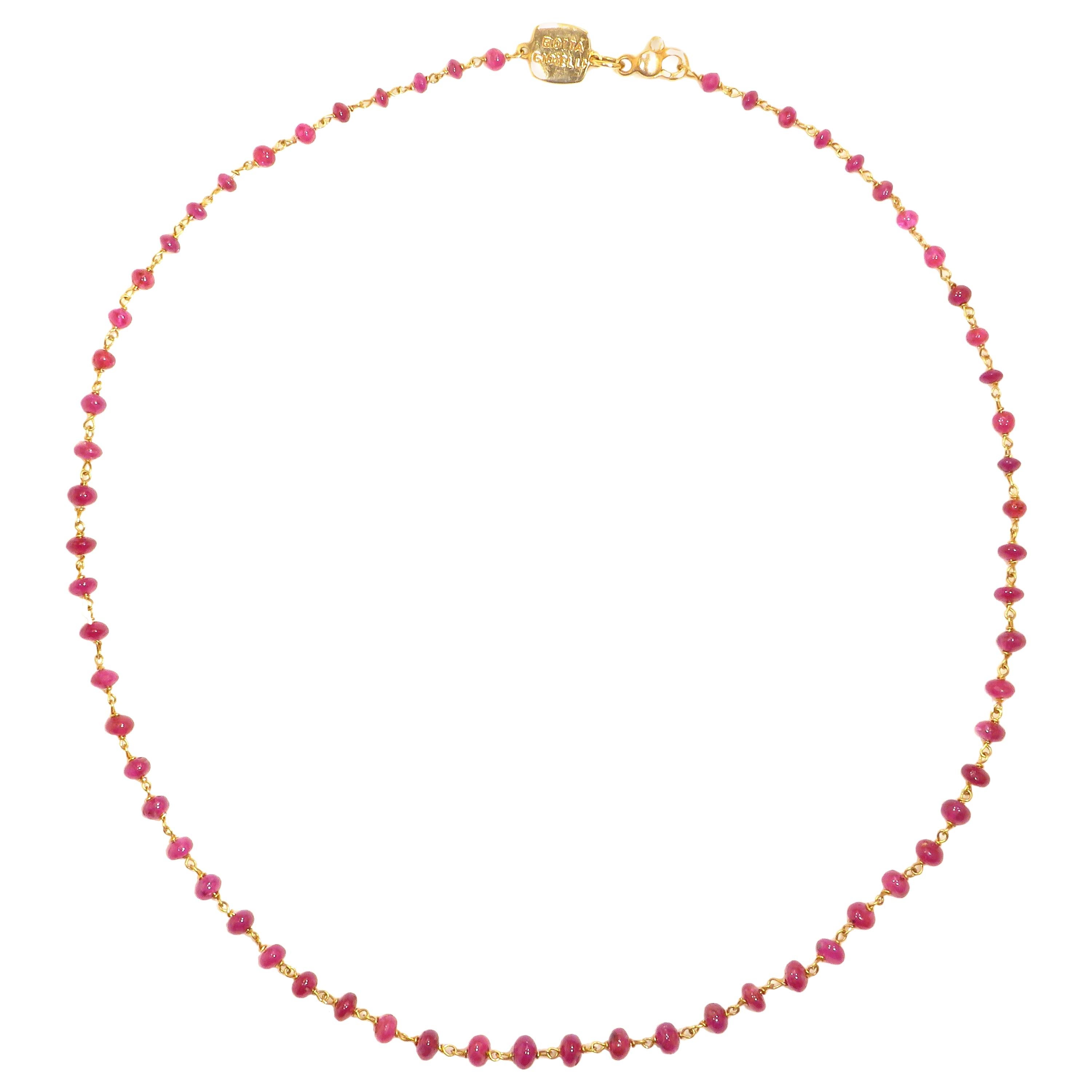 Rubies 18 Karat Rose Gold Necklace Handcrafted in Italy 