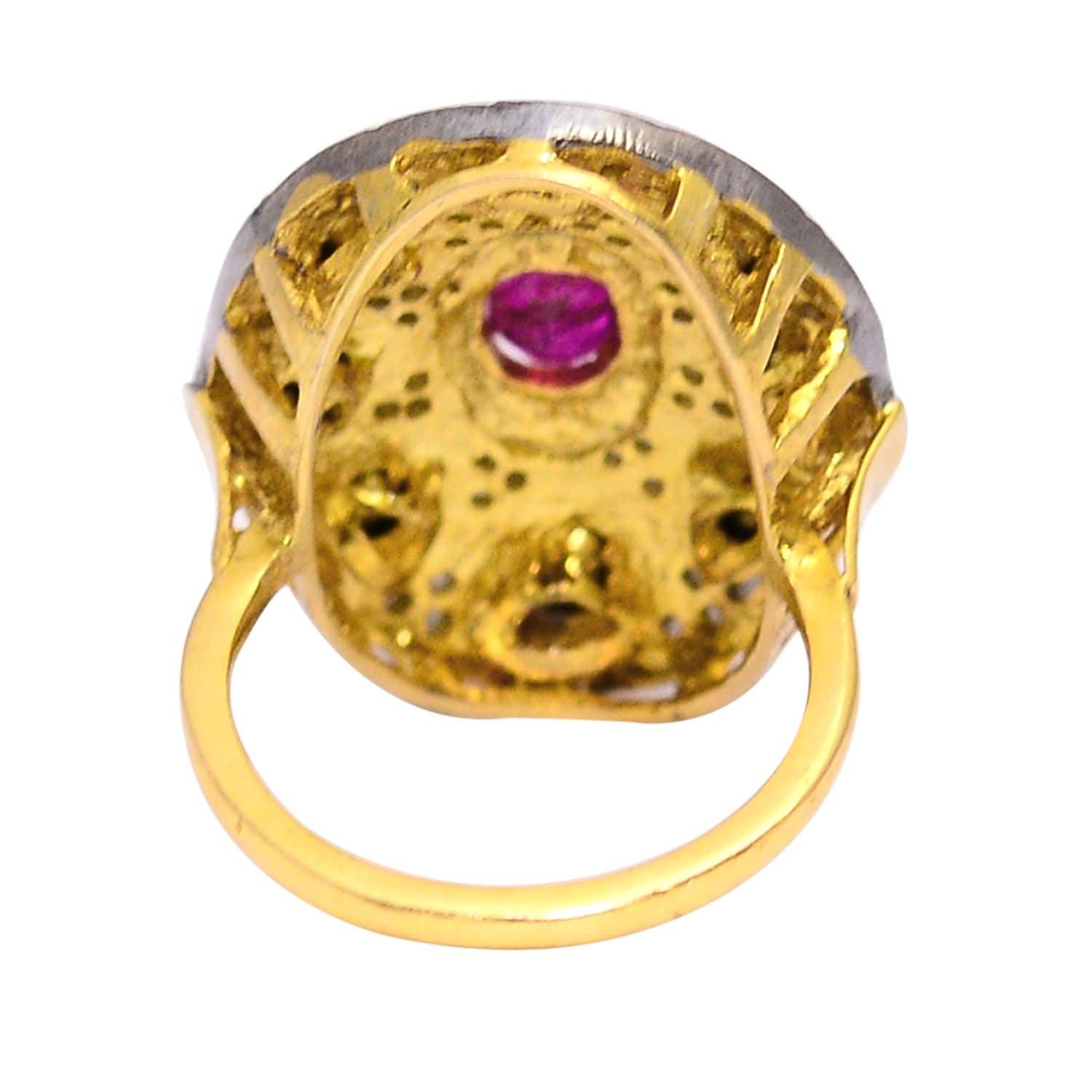 For Sale:  Ruby Rosecut Diamond Cocktail Ring 3