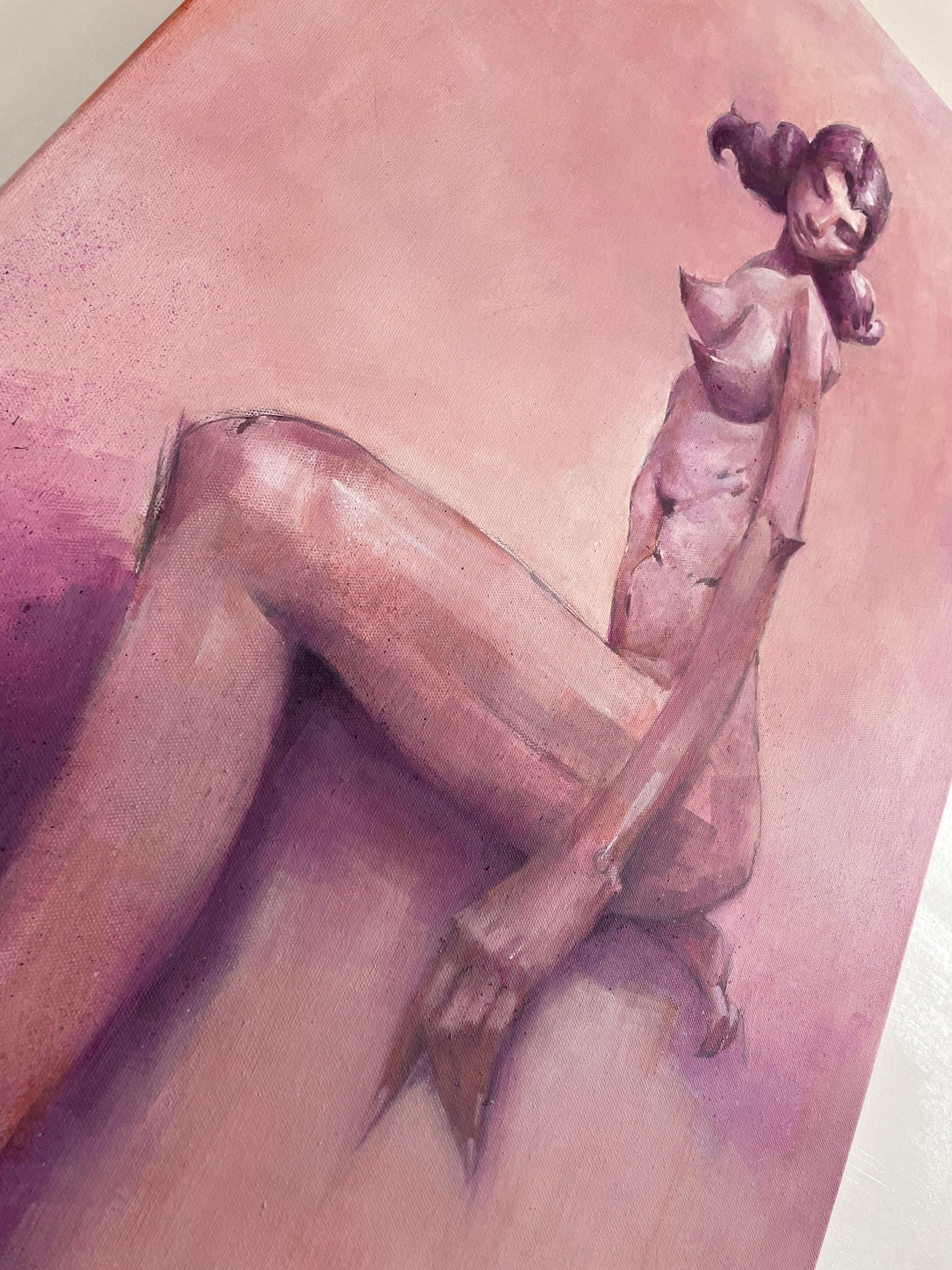 „Figur in Rosa“ Originalgemälde von Ruby Roth – Aktkunst im Angebot 3