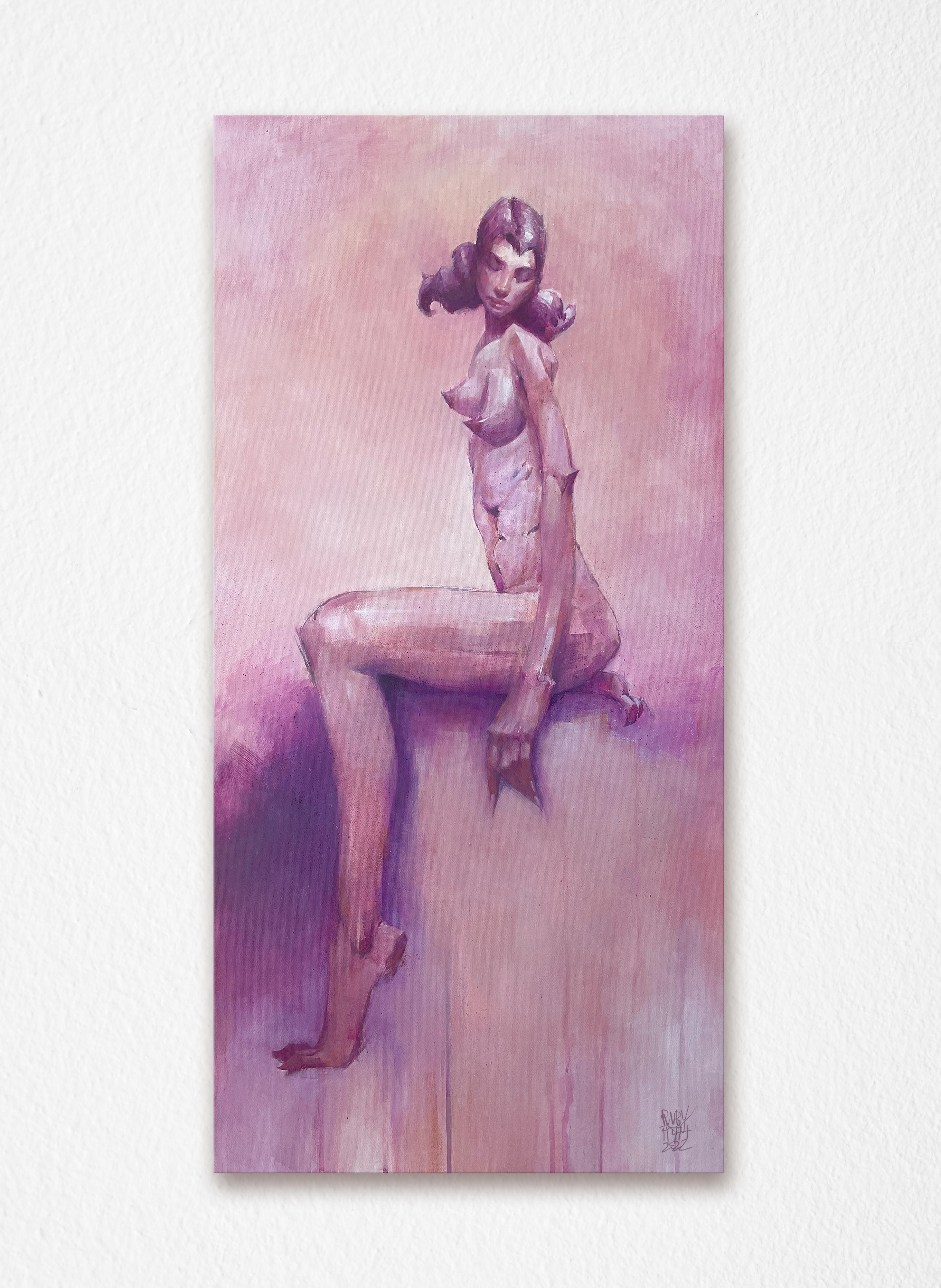 „Figur in Rosa“ Originalgemälde von Ruby Roth – Aktkunst im Angebot 4