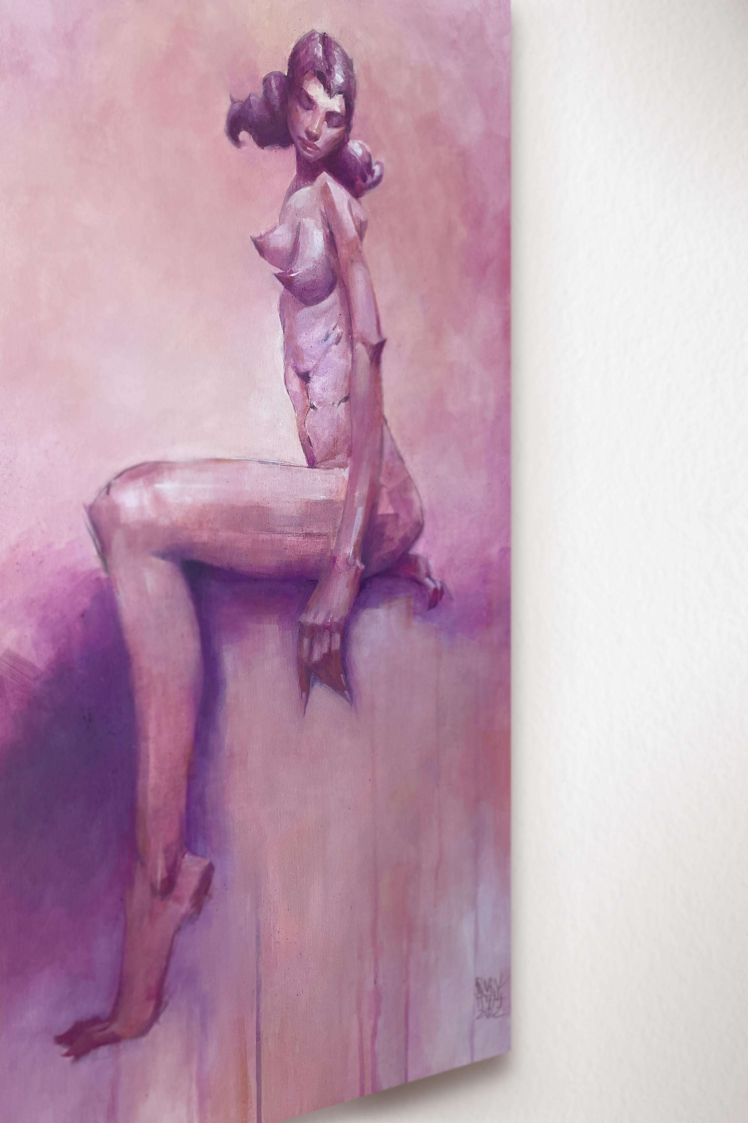 „Figur in Rosa“ Originalgemälde von Ruby Roth – Aktkunst im Angebot 5
